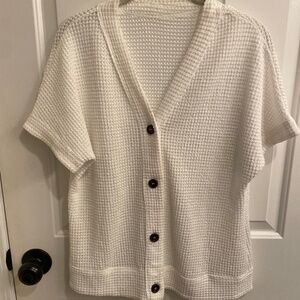 LADIES SHORT SLEEVE LIGHTWEIGHT CARDIGAN SWEATER/TOP
